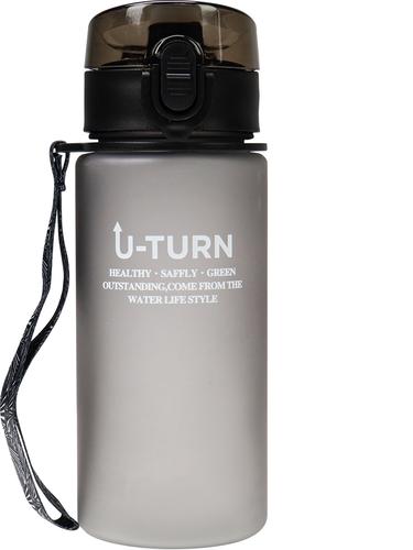 Бутылка для воды. Неон. U-TURN (400мл, с крышкой-защелкой и ремешком, пластик, черная, в коробке) УД-9384, (ООО "МИЛЕНД")